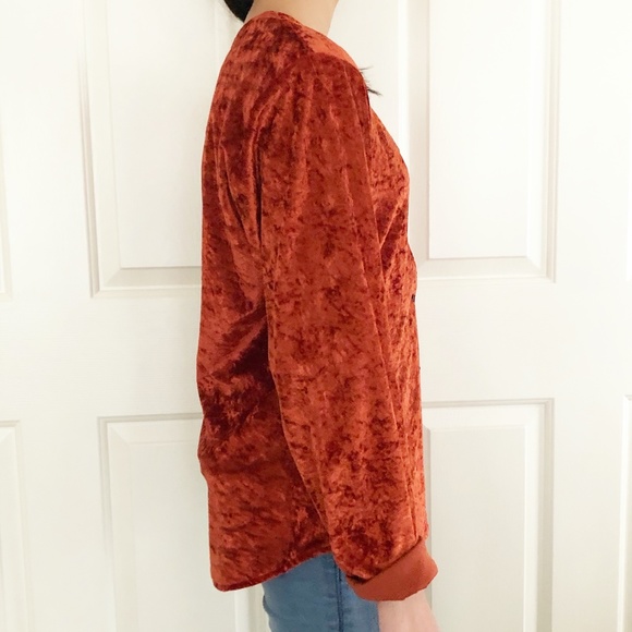 VTG Lone Roo By Roper Crushed Velvet Blouse - Picture 3 of 12